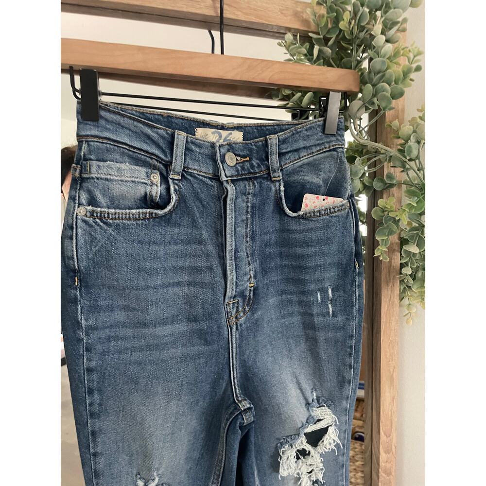 Free People Phoenix Distressed Skinny Jeans Size 26 Ripped Blue Denim - Picture 5 of 14